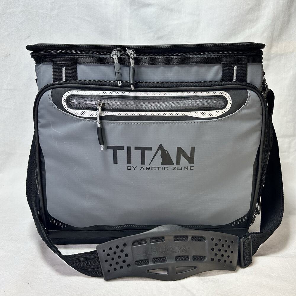 Titan 40 Can Collapsible Cooler Gray TableTop W drink holders-1740589 SEE PICS